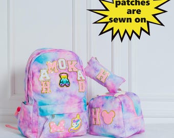 Personalized Patch Backpack Set, Lunch Bag and Pencil Case