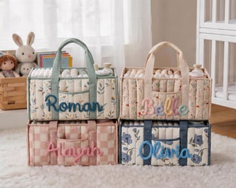 Mother's Day Gift For New Mom: Baby Storage Basket, Custom Name Diaper Caddy