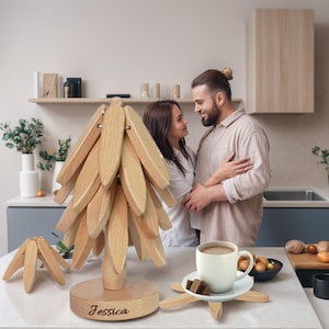 Trivett Tree Personalized 4pcs Wooden Tree Trivet Set for Hot Dishes Table ...