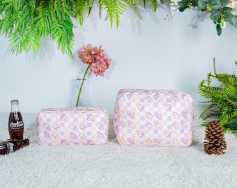 Pochette à carreaux souris magique, Trousse à cosmétiques XL Disney Park Cruise, Cadeaux de demoiselle d'honneur, Cadeaux de mariée, Organiseur de maquillage, Trousse de toilette en nylon