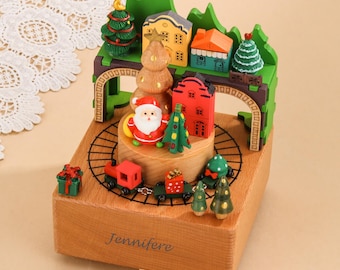 Engraved Christmas Music Box: Personalized Wooden Holiday Keepsake