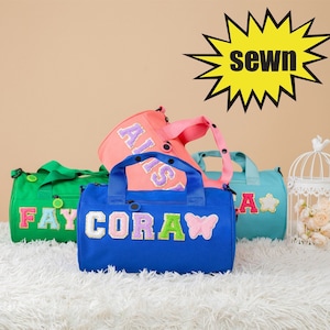 Benutzerdefinierte wasserdichte Reisetasche Kinder, personalisierte Sporttasche für Mädchen Jungen mit Chenille Buchstaben, Wochenendtasche, Reisetasche