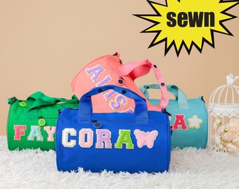 Personalized Kids Duffle Bag: Waterproof Sport Gym Bag with Chenille Letters