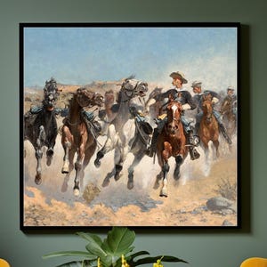 Western Cowboy Painting Vintage Wall Art Digital Download horse oil painting cowboy print decor southwestern art wall printable vintage