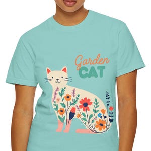Garden Cat Tee Shirt Unique gift for Mom cat lover tshirt grandma gifts women clothing cat mama cat owner cat mom tshirt gift for her garden