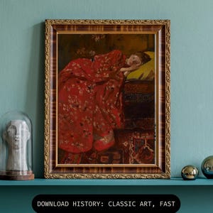 Decoración de arte clásico melancólico imprimible Descarga de decoración de arte clásico Decoración de bellas artes melancólicas Descarga de arte de pared de galería Arte de mujer con ambiente académico oscuro