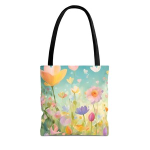 Floral Tote Bag floral book bag market tote bag gift for Mom shopping tote bag wildflower tote bag pastel floral tote bag best friend gift