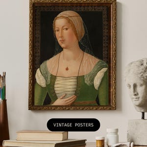 Instant Digital art Renaissance Portrait Woman Printable Art Italian Renaissance Fine Art Print Instant Download Green Wall Art classic deco