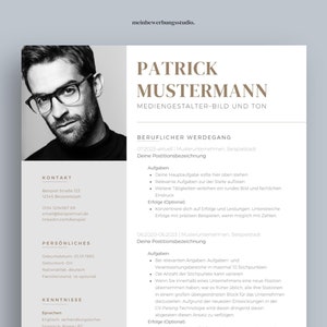 Plantillas de aplicaciones modernas Alemán | Currículum vitae y carta de presentación | Diseño profesional en estructura tabular | Plantillas de Canva | mg