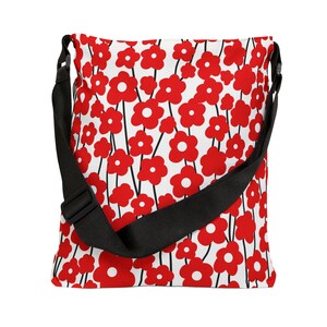 Cute Floral Tote Bag, Modern Stylish Design, Adjustable Crossbody Bag, Travel, Work, Shopping Tote, School or Beach Bag, 4 Colors, 2 Sizes