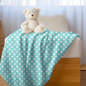Blue Polka Dots Butterfly Print Blanket