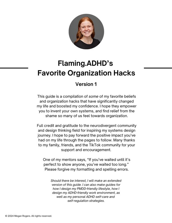 ADHD Organization Workbook — Flaming.ADHDs Favorite Organization Hacks and Guide