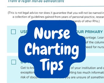 May include: A blue and white graphic with the text "Nurse Charting Tips" in white text on a blue background. The text "OUR PRIMARY" is partially visible in the upper right corner of the graphic. The text "Charting Tips" is in a larger font size than the rest of the text. The graphic is surrounded by a white border.