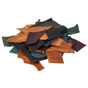 Assorted Color Genuine Leather Scraps: Crafting, Sewing, Tooling (2.2 lb)