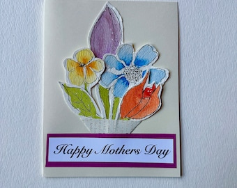 Original Mothers Day Card, Watercolor Cut Flowers