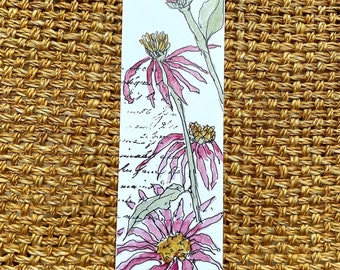 Coneflower Watercolor Bookmark