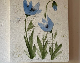 Himalayan Blue Poppy,Original  Watercolor, wall art