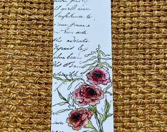 Rose Colored Marigold, Watercolor Bookmark