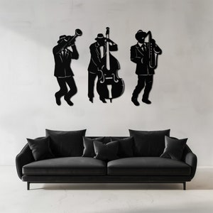 Set of 3 Play Jazz Men Metal Wall Art, Jazz Lover, Wall Hangings, Line Art Jazz, Line Wall Art, Design, Thanksgiving Gift, Halloween Gift