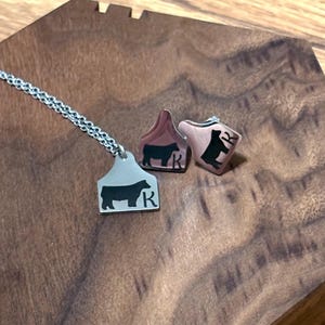 Matching Cow Tag Necklace & Earrings Set