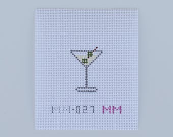 Mini Dirty Martini Needlepoint Canvas: Stitch-Painted Cocktail Design