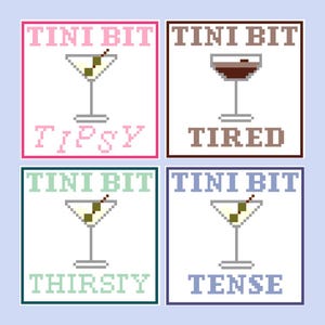 BUNDEL - Tini-bitserie digitale Martini-kaart voor borduren en borduren