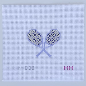 Mini Tennisschläger Nadelspitze Canvas | Schönes Lila Gelb Design (6x4cm)
