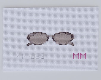 Mini Sunglasses Needlepoint Canvas - Hand Painted 13 Mesh, 3x1 Inch