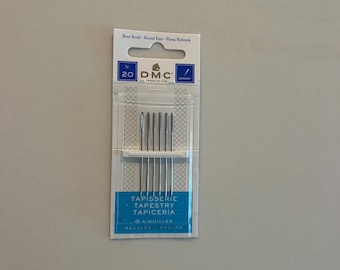 DMC Tapestry Needles – Size 20/22, Round Tip, 6-Pack (Needlepoint, Cross Stitch)