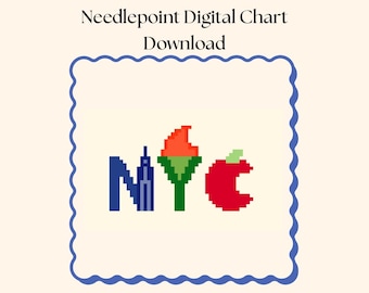 NYC Needlepoint Chart: Luggage Tag Digital Download