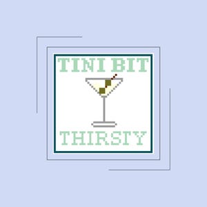 Digitale Tini bit Thirsty-kaart voor borduren en borduren