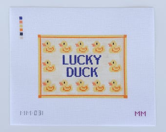 Lucky Duck Needlepoint Canvas: Stitch Painted 13 Mesh Project