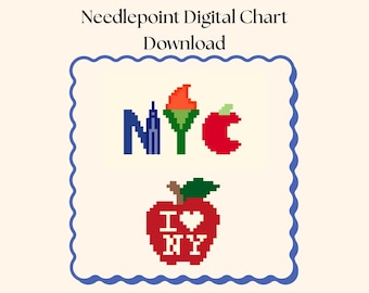 NYC Needlepoint Chart Bundle | Big Apple Travel Pattern (Digital Download)