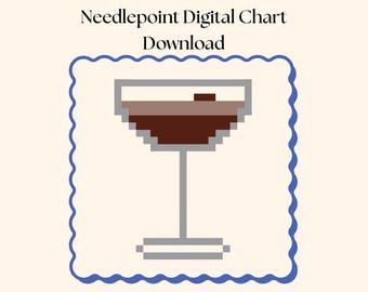 Mini Espresso Martini Needlepoint Chart | Cocktail Design (Digital Download)