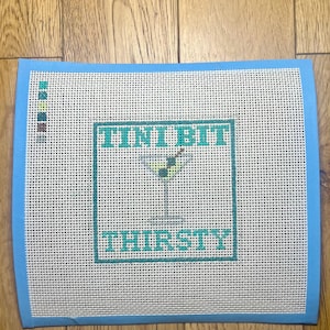 Tini Bit Thirsty Needlepoint Canvas – Hand-Painted & Stitch-Painted on 13 Mesh | Martini Design