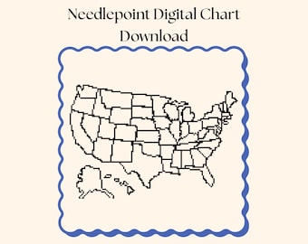 USA Map Needlepoint Pattern – 13 Mesh, Custom Colors (PDF Pattern)
