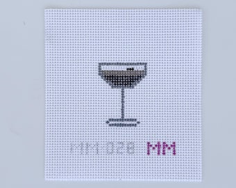 Espresso Martini Needlepoint Canvas: Stitch Painted Cocktail Design