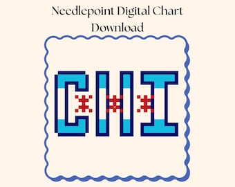 Chicago Flag Cross Stitch Chart: Needlepoint Pattern (3x1.5 inches)