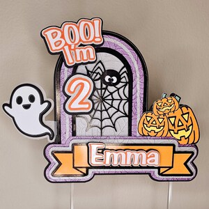 Halloween Birthday Cake Topper: Ghost, Spider, Pumpkin, Custom Age