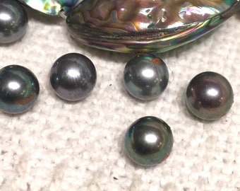 6.5-7mm 7-7.5mm Gem AAAA quality perfect round pair Tahitian color Peacock black pearl matched genuine pearl New