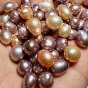AAA+ 11-12mmX 13-15mm Natural Metallic Mauve Baroque Edison Pearl pair, luster cultured flame Fireball genuine tear drop pearl-Luxury #HebeA
