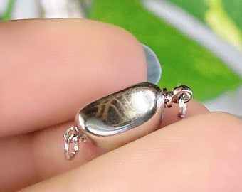 Massiver 925er Sterlingsilber Verschluss Perle Weißgold vergoldeter Verschluss 8 x 13 mm Perlen Box Box Verschluss oval Kidney-Form, Kaffeebohnenverschluss #FDC013