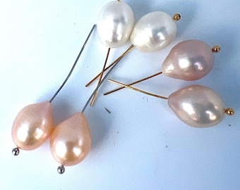 Rare Tear Drop pearls Natural Color! 9-10 mm Freshwater Cultured Pearl for Design Jewelry Project-matched pair for earring NEW