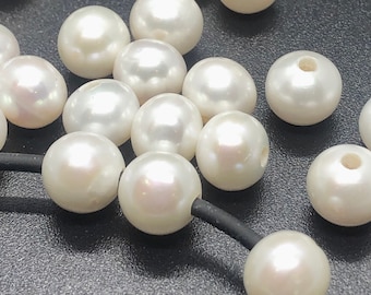 9-9.5mm AA quality Round Ivory white Large Hole Freshwater Pear 10 pc set 1.8mm 2.2mm 3mm hole SALE 40% OFF #LH820095 New Arrival