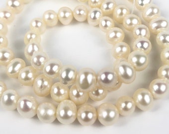 5-6mm A-AA Freshwater Pearl Round Off pearl white ivory Round potato --full strand 15"--Bridal pearl NEW Arrival Promotion Bargin