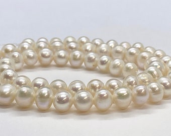 AA 6-7mm Round Off Freshwater Pear full strand 15" 64+ pc white ivory potato pearl beads Bridal pearl NEW Arrival Promotion Bargin #RS82004