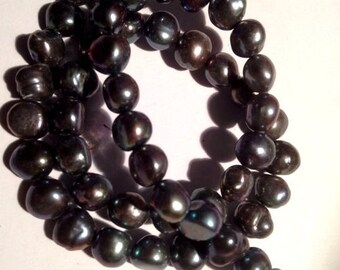 AAA 8-9mm Corn nugget Pearl Baroque Freshwater Pearl stunning peacock blue color ----15" full strand 50 pcs  #CB6038 NEW Arrival