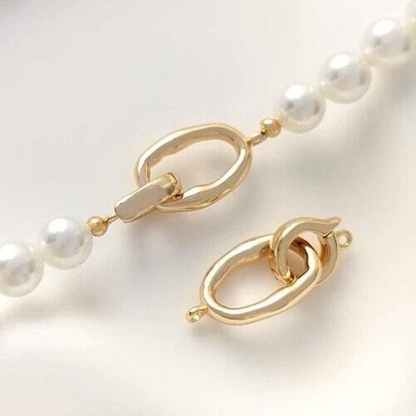 14k Gold plated pearl Clasp set, baroque pearl gold buckle clasp, flexiable beading oval connection clasp, wholesale #FDC017 NEW