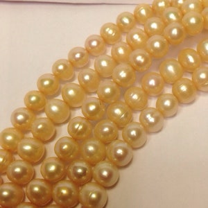 6-7mm Freshwater Pearl round potato pearl yellow champagne pearl--Full Strand15&quot; strand 65pc  #RS2033