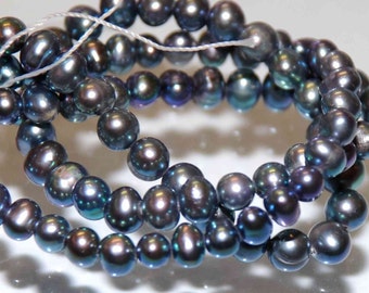 16 inch strand approx Peacock Potato Pearls 5mm